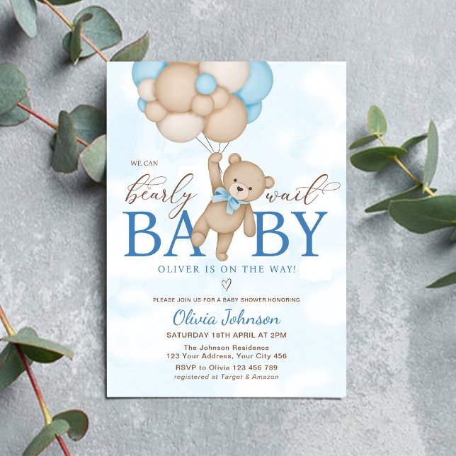 We Can Bearly Wait Baby Shower Invitation (Creator Uploaded)