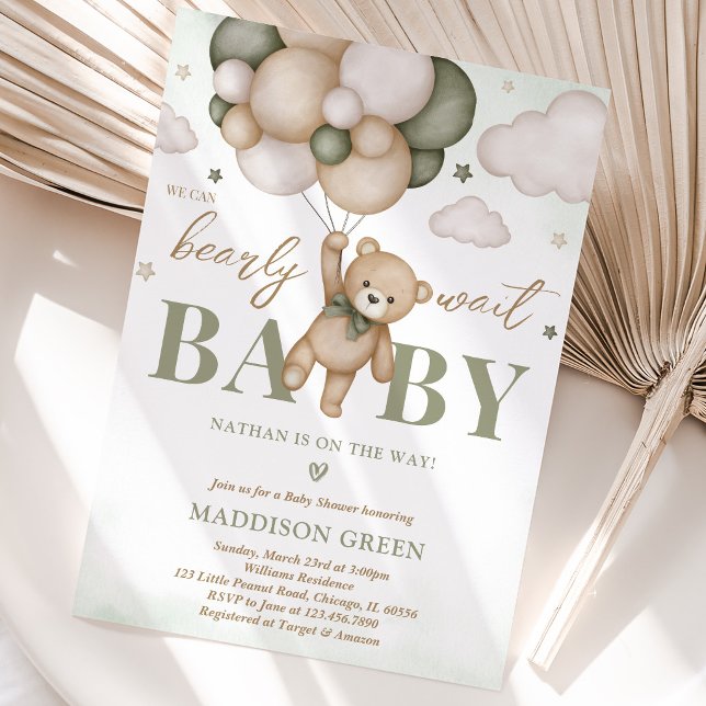 We Can Bearly Wait Baby Shower Invitation (Creator Uploaded)