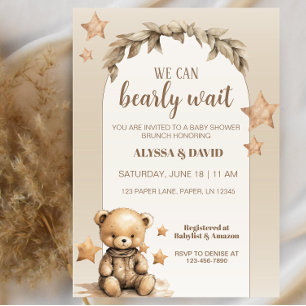 We Can Bearly Wait Baby Shower Invitation 