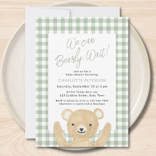 We Can Bearly Wait Baby Shower  Invitation
