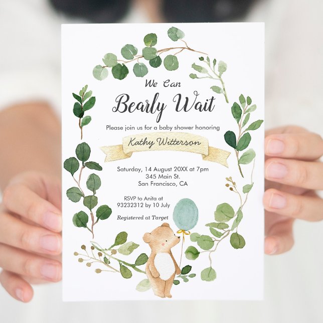 We can bearly wait baby shower invitation (Creator Uploaded)