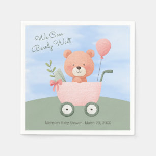 "We Can Bearly Wait" Baby Shower Napkin