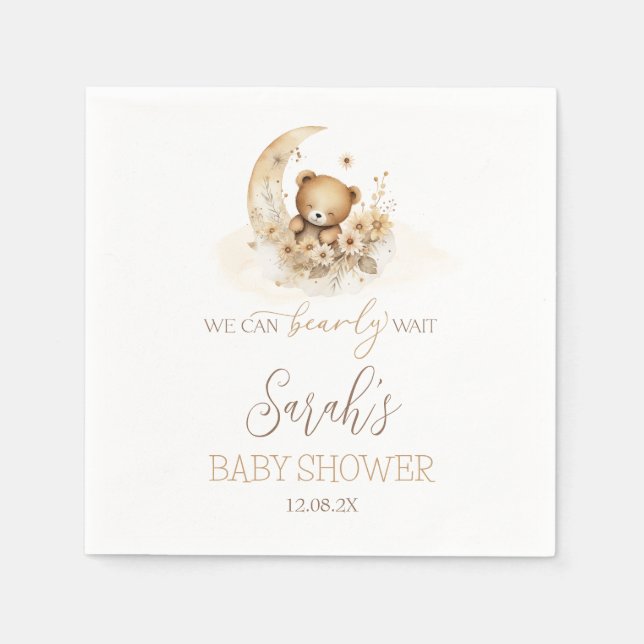 We can bearly wait Baby Shower Napkin (Front)