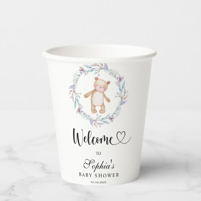 We can bearly wait baby shower  paper cups (Front)