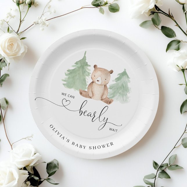 We can bearly wait baby shower paper plate (Creator Uploaded)