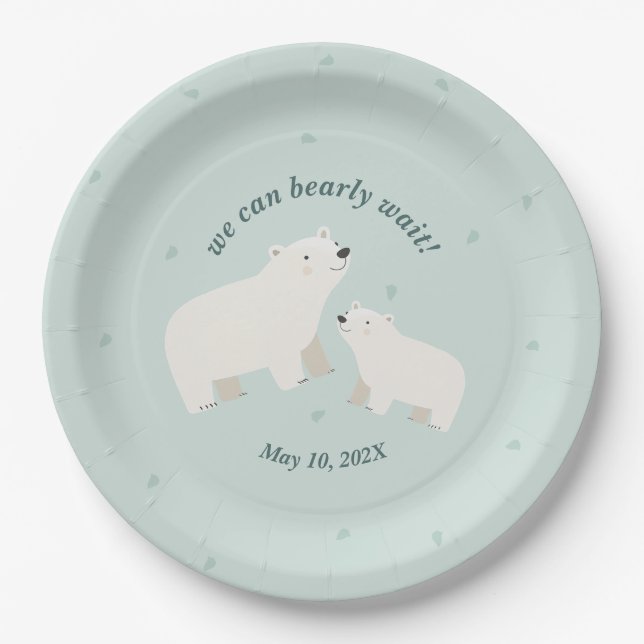 We can bearly wait baby shower Paper Plate (Front)