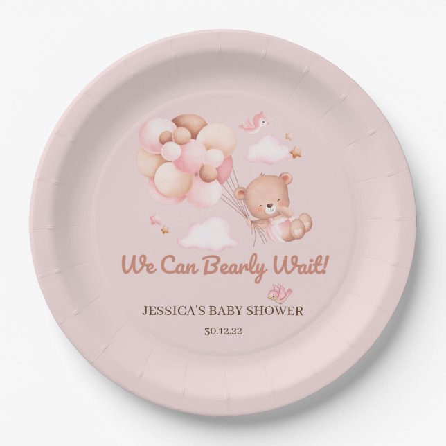 We Can Bearly Wait Baby Shower Paper Plates  (Front)