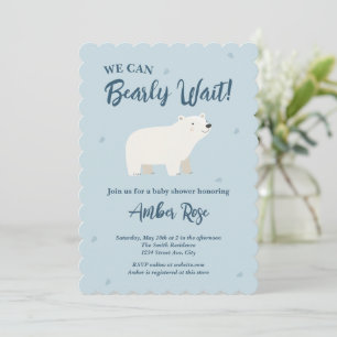 We Can Bearly Wait Baby Shower   Polar Bear Invitation