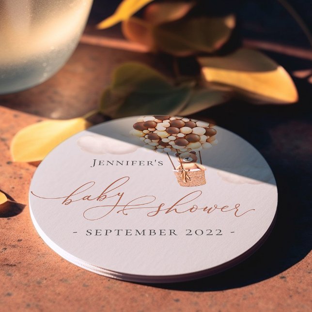We Can Bearly Wait! Baby Shower Round Paper Coaste Coaster (Creator Uploaded)