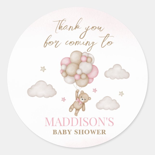 We Can Bearly Wait Baby Shower Round Sticker (Front)
