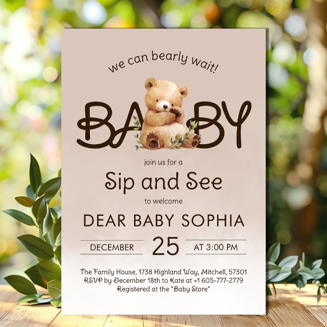 We Can Bearly Wait Baby Shower Sip and See Invitation (We Can Bearly Wait Baby Shower Sip and See Invitation)