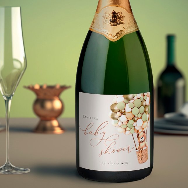 We Can Bearly Wait! Baby Shower Sparkling Wine Lab Sparkling Wine Label (Creator Uploaded)