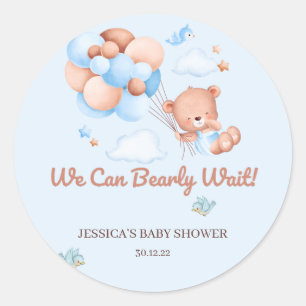 We Can Bearly Wait Baby Shower Sticker