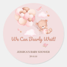 We Can Bearly Wait Baby Shower Sticker