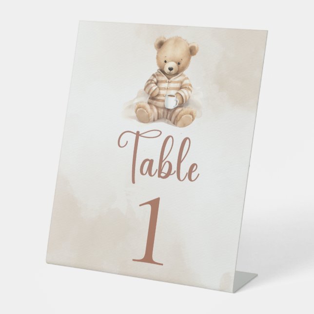 We Can Bearly Wait Baby Shower TABLE NUMBERS Pedestal Sign (Front)