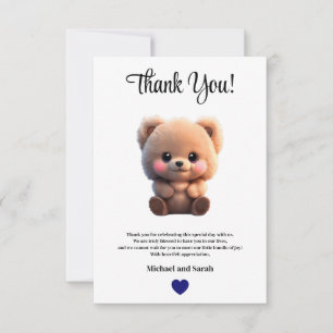 We can Bearly Wait Baby Shower teddy bear boy Thank You Card
