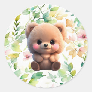 We can Bearly Wait Baby Shower teddy bear Classic Round Sticker