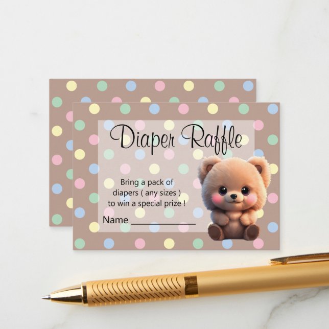 We can Bearly Wait Baby Shower teddy bear Enclosure Card (Front/Back In Situ)