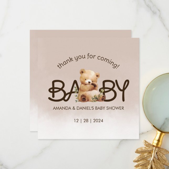 We Can Bearly Wait Baby Shower Thank You (Front/Back In Situ)