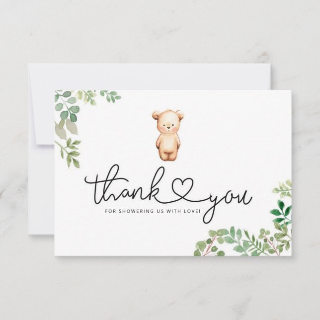 We can bearly wait baby shower thank you card (Front)