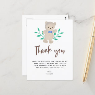 We Can Bearly Wait Baby Shower Thank you Postcard
