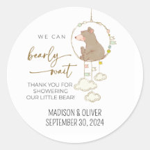 We Can Bearly Wait Baby Shower Thank You Stickers