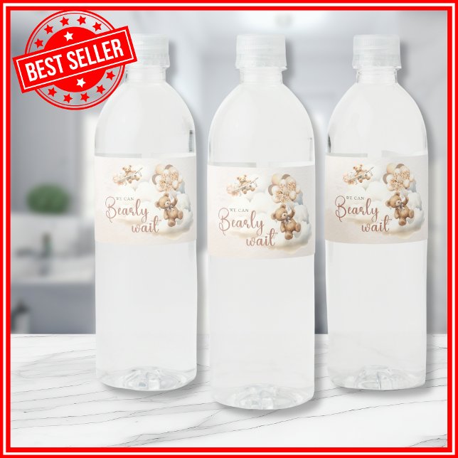 We Can Bearly Wait Baby Shower Water Bottle Label (Creator Uploaded)