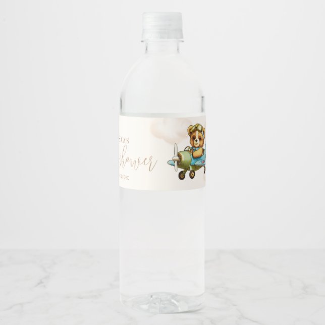 We Can Bearly Wait! Baby Shower Water Bottle Label (Front)