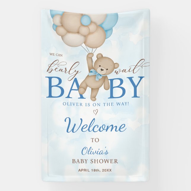 We Can Bearly Wait Baby Shower Welcome Banner (Vertical)
