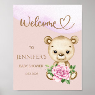 We can bearly wait baby shower welcome poster
