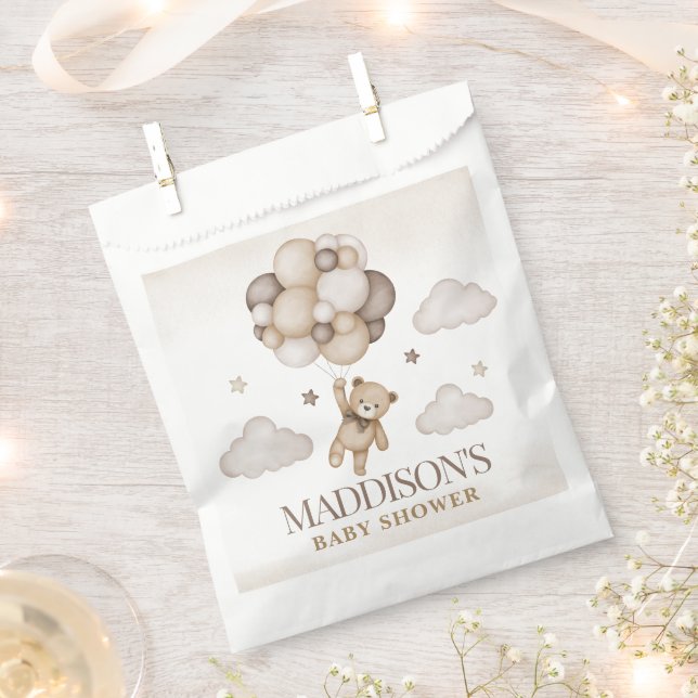 We Can Bearly Wait Baby Shower White Favour Bags (Clipped)