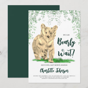 We Can Bearly Wait Baby Shower Woodland Bear Invitation