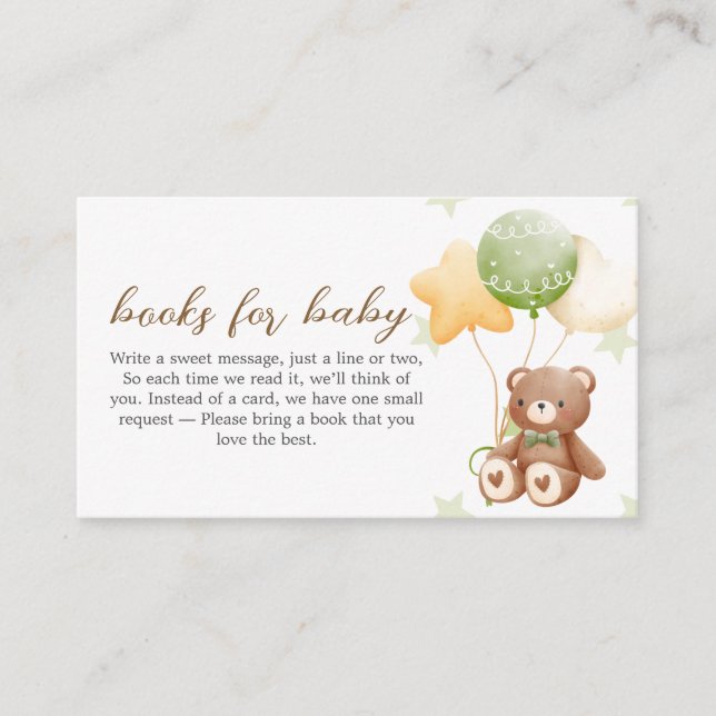We Can Bearly Wait Balloon Baby Books for Baby Enclosure Card (Front)