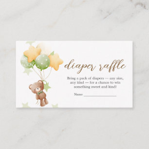 We Can Bearly Wait Balloon Baby Diaper Raffle Enclosure Card