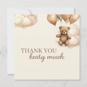 We Can Bearly Wait Balloons Baby Shower  Thank You Card