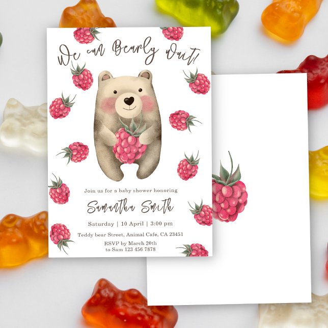 We can bearly wait Bear and berries Baby Shower Invitation (Creator Uploaded)