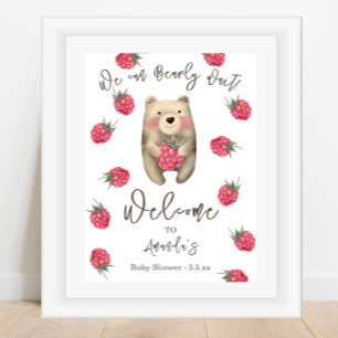 We can bearly wait Bear and berries Baby Shower Poster