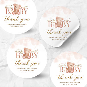 We Can Bearly Wait Bear Baby Shower Classic Round Sticker