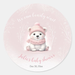 We Can Bearly Wait Bear Baby Shower Classic Round Sticker