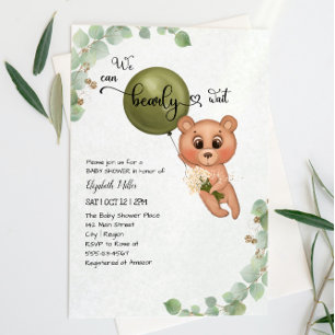 We Can Bearly Wait Bear Baby Shower Invitation