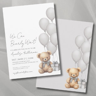 We Can Bearly Wait Bear Baby Shower Invitation
