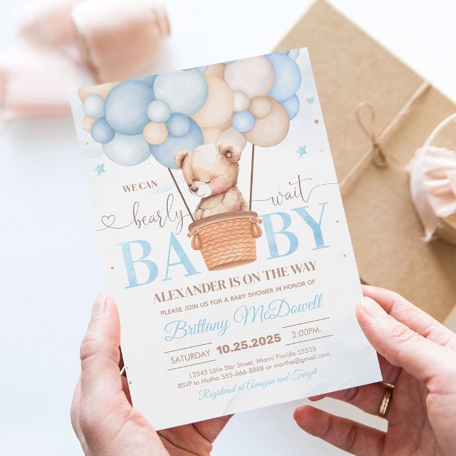 We Can Bearly Wait Bear Baby Shower Invitation (Creator Uploaded)