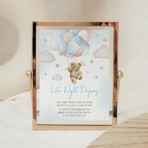 We Can Bearly Wait Bear Balloon Late Night Diapers Poster