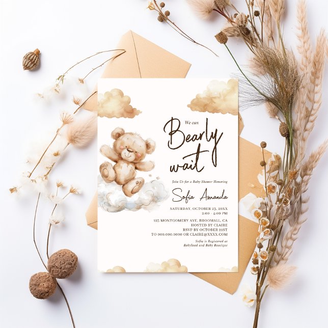 We can Bearly Wait Bear Cloud Baby Shower Invitation (Creator Uploaded)