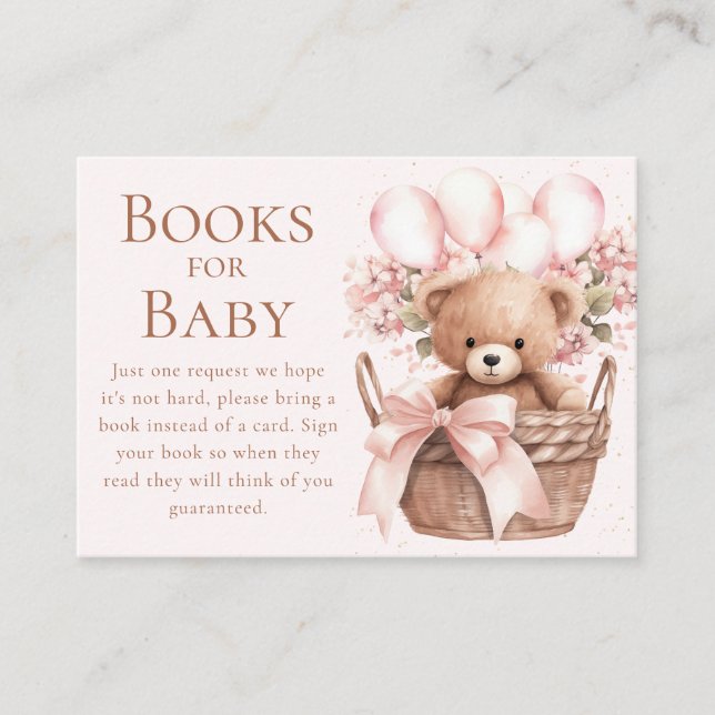 We Can Bearly Wait Bear In Basket Books for Baby Enclosure Card (Front)