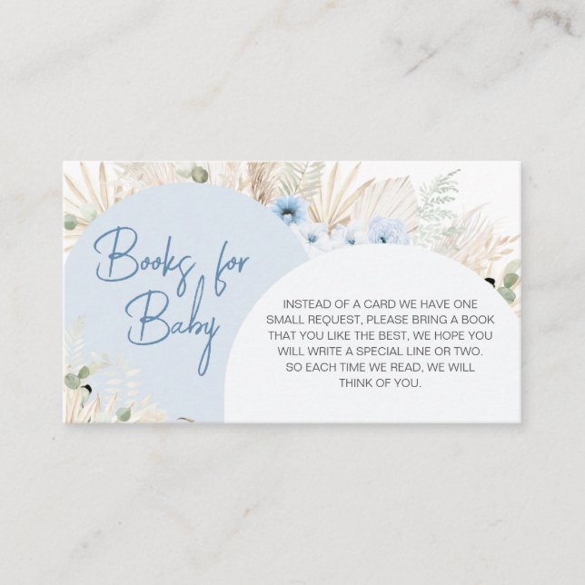 We Can Bearly Wait Blue Baby Shower Books for Baby Enclosure Card (Front)