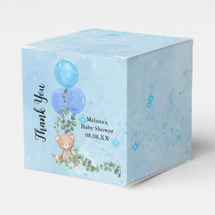 We Can Bearly Wait Blue Balloon Eucalyptus Custom Favor Box