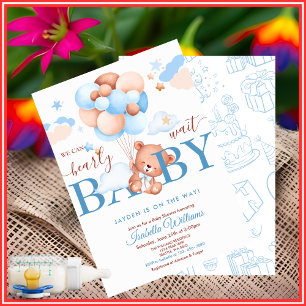 We Can Bearly Wait Blue Boy Baby Shower Invitation