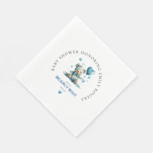 We can bearly wait Blue Teddy Bear Napkin