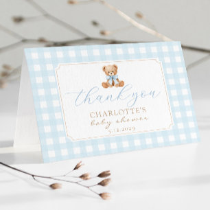 We can bearly Wait Blue Teddy bear Thank You Card